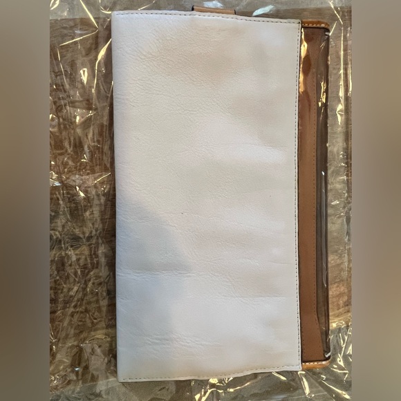 Coach White and Tan Clutch with Black Pattern